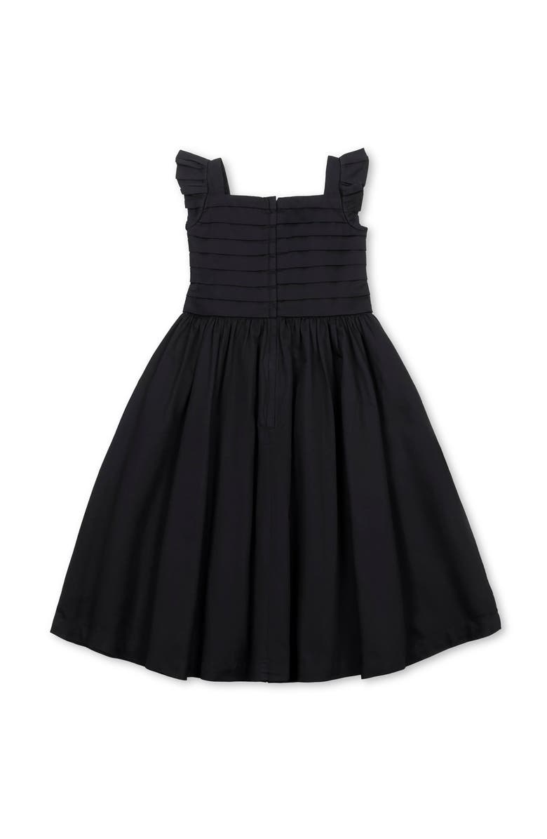 Hope & Henry Kids' Organic Pleated Bodice Sateen Party Dress, Alternate, color, Black Sateen