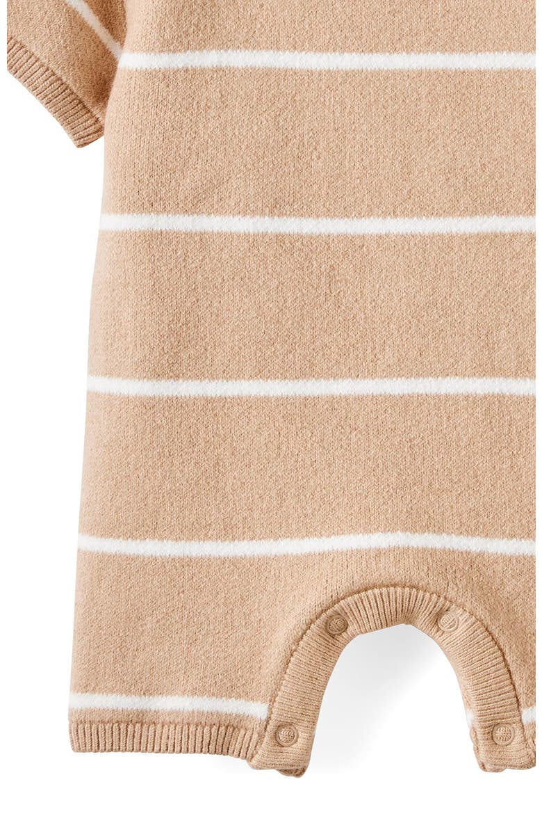 Organic Knit Short Sleeve All In One, Alternate, color, Latte Cream Stripe