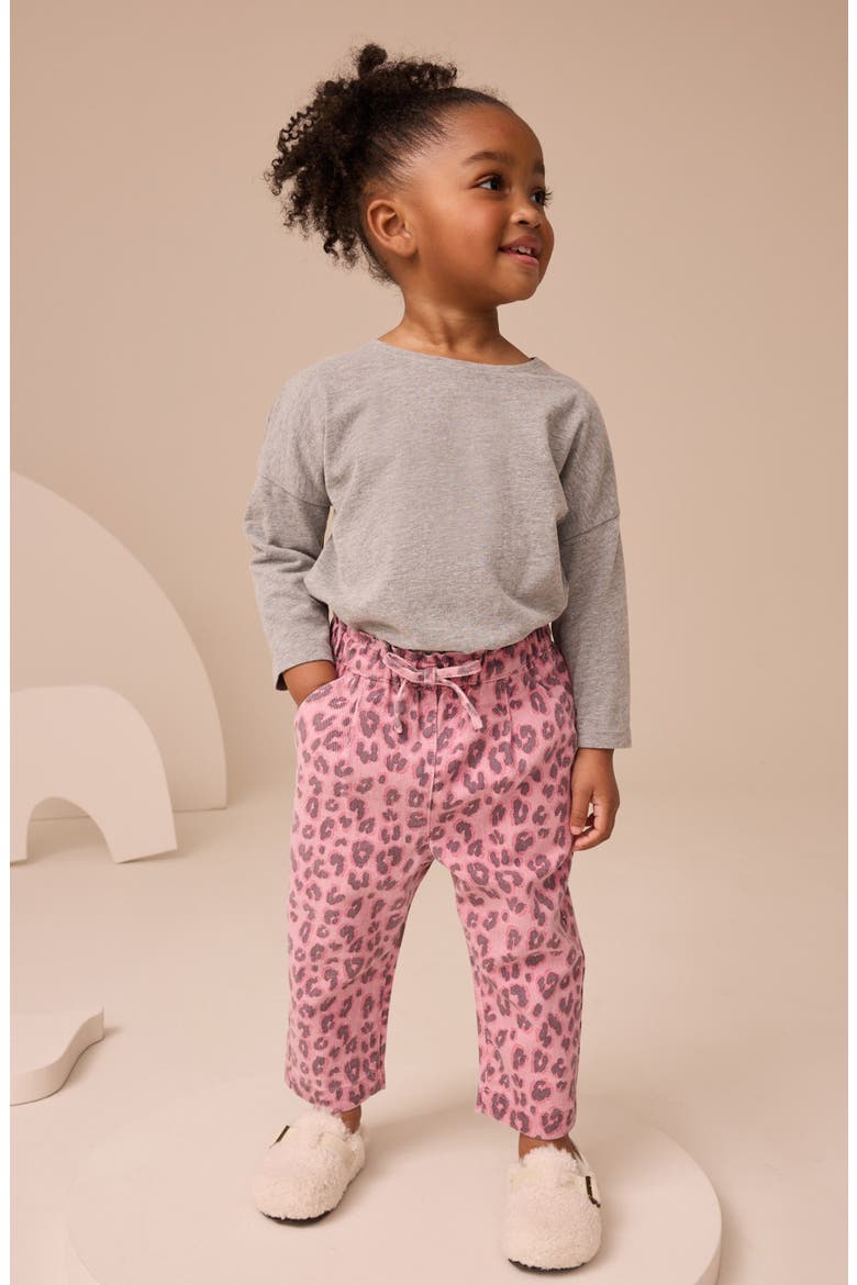 Kids' Leopard Print Drawstring Jeans, Alternate, color, PINK MULTI
