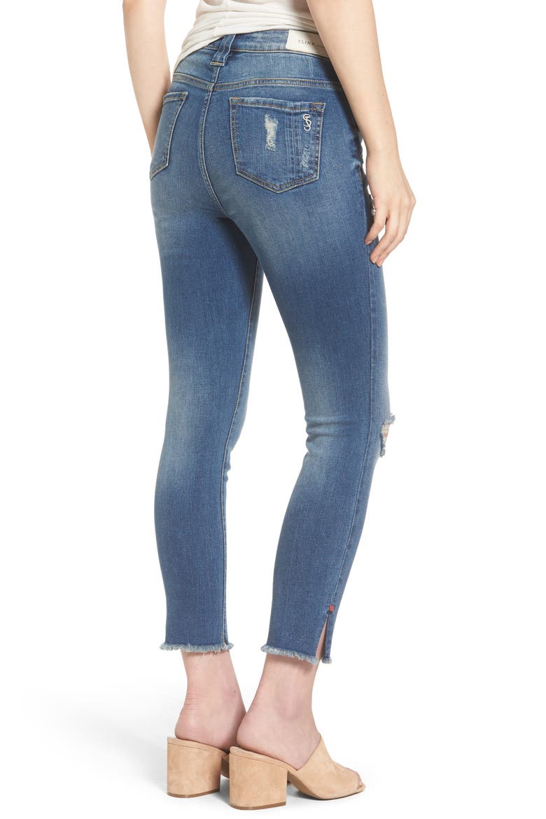Frayed Hem Ripped Ankle Jeans, Alternate, color, CARALYN