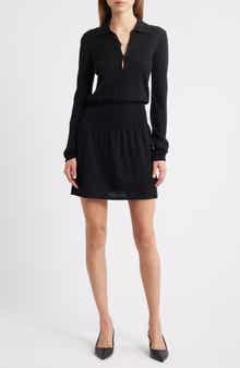 FRAME The Smart Polo Long Sleeve Merino Wool Sweater Dress