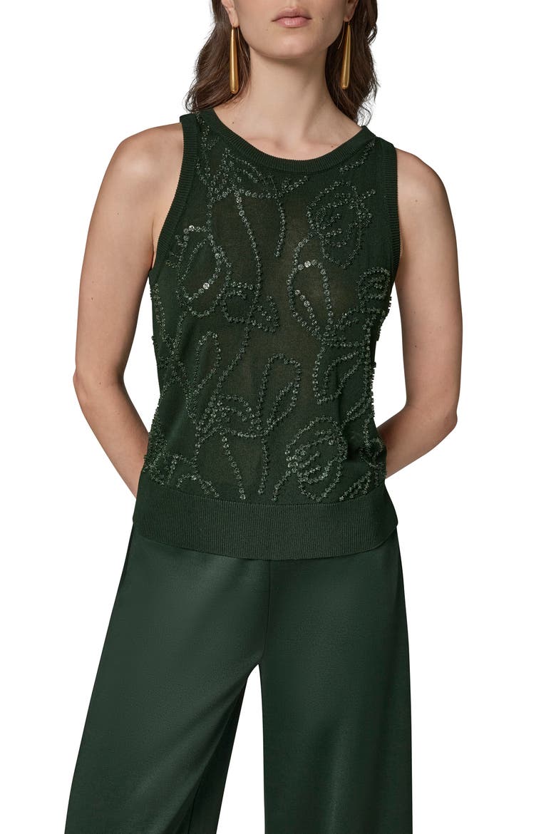Beaded Sleeveless Top, Main, color, BLACK FOREST