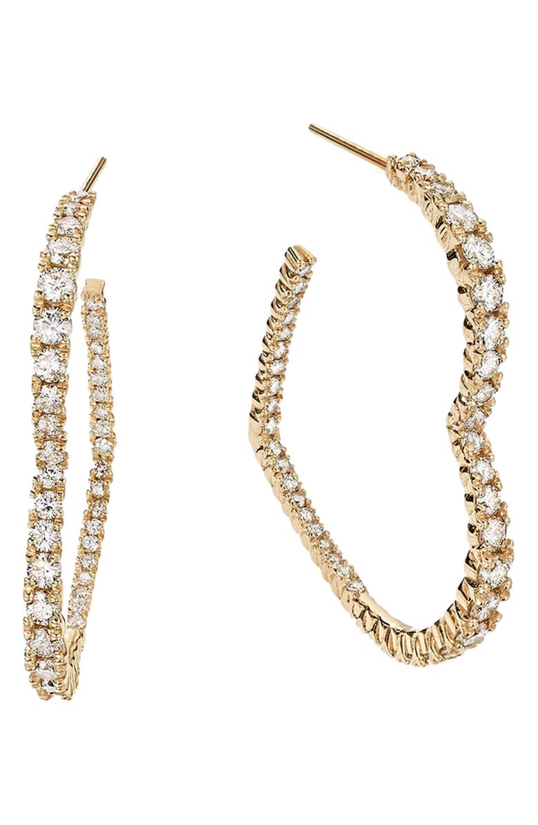 LANA Graduated Diamond Heart Hoop Earrings, Main, color, Yellow Gold