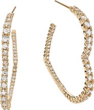 LANA Graduated Diamond Heart Hoop Earrings