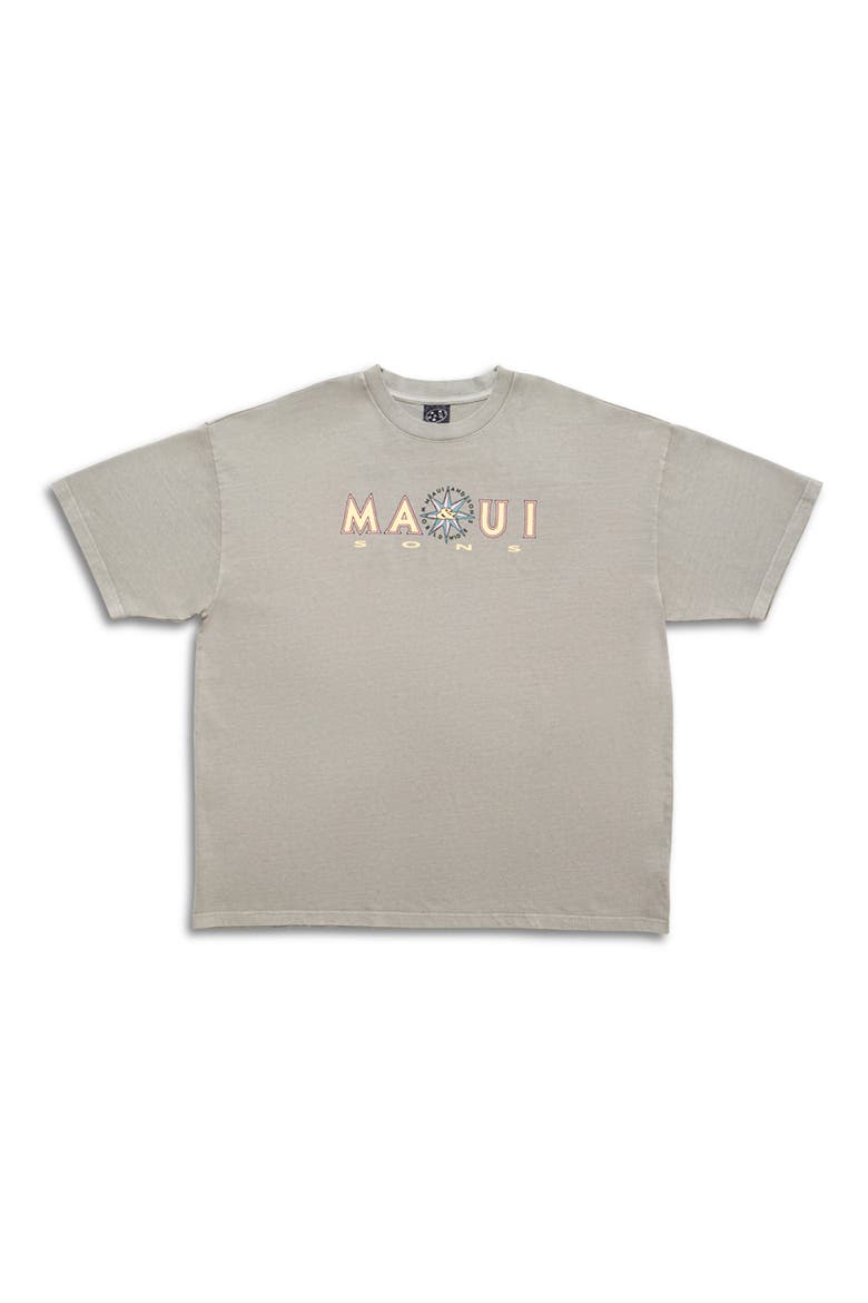 Compass Pigment Dyed Cotton Graphic T-Shirt, Alternate, color, GREY