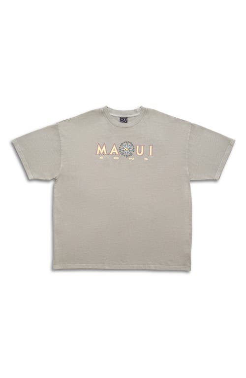 Maui And Sons Maui & Sons Compass Pigment Dyed Cotton Graphic T-shirt In Grey