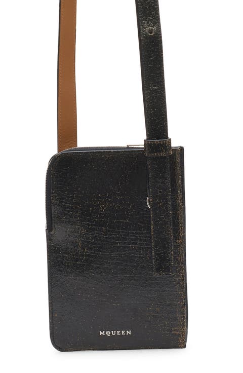 T-Bar Sling Crackle Leather Phone Holder