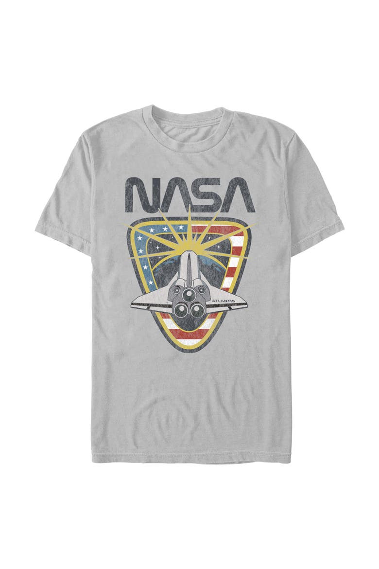Men's NASA Atlantis Spaceship Logo  Graphic T-Shirt, Main, color, Ice Grey