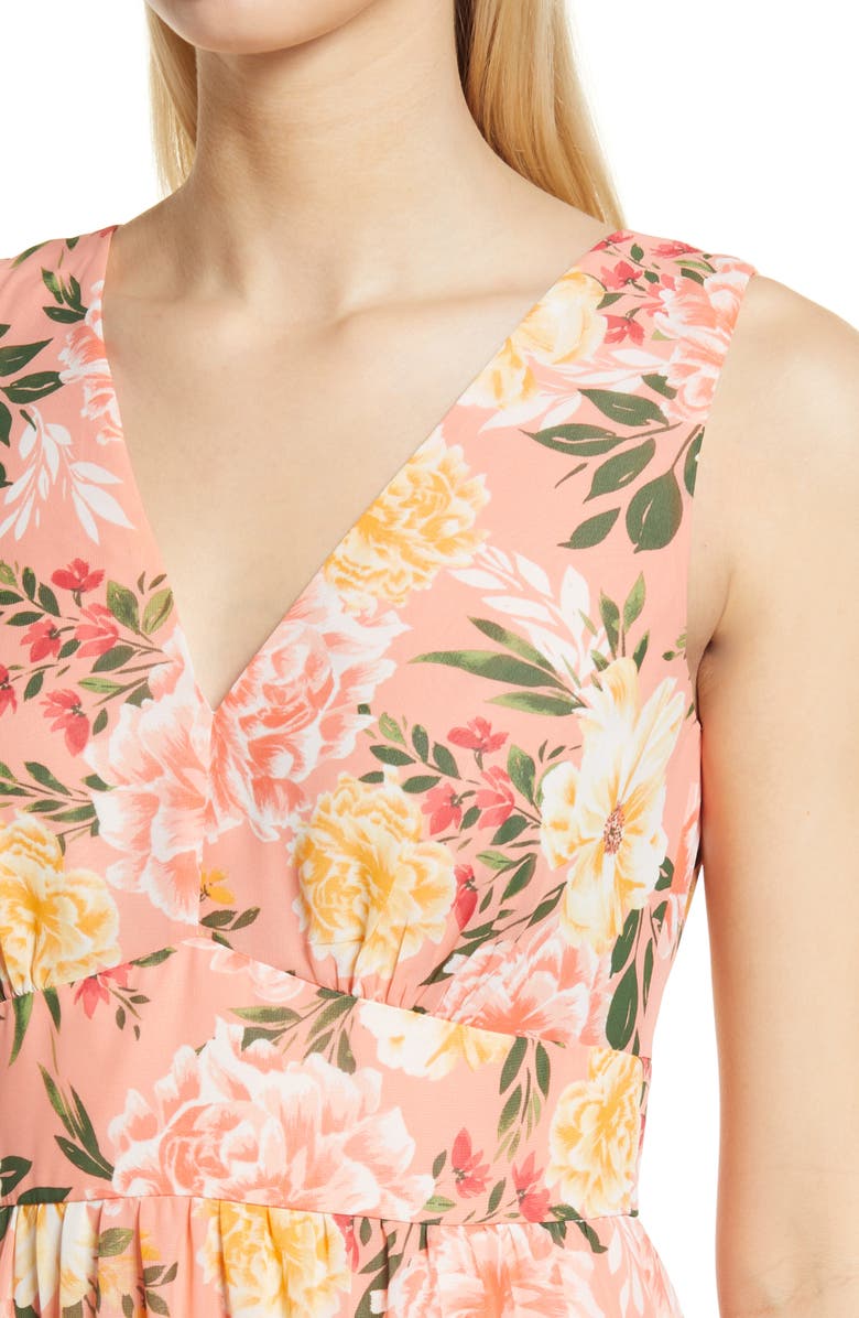 Vince Camuto Floral Sleeveless Tiered Ruffle Midi Dress, Alternate, color, 