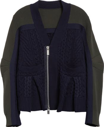 Sacai Mixed Media Colorblock Cardigan | Nordstrom Sacai Mixed Media Colorblock Cardigan | Nordstrom