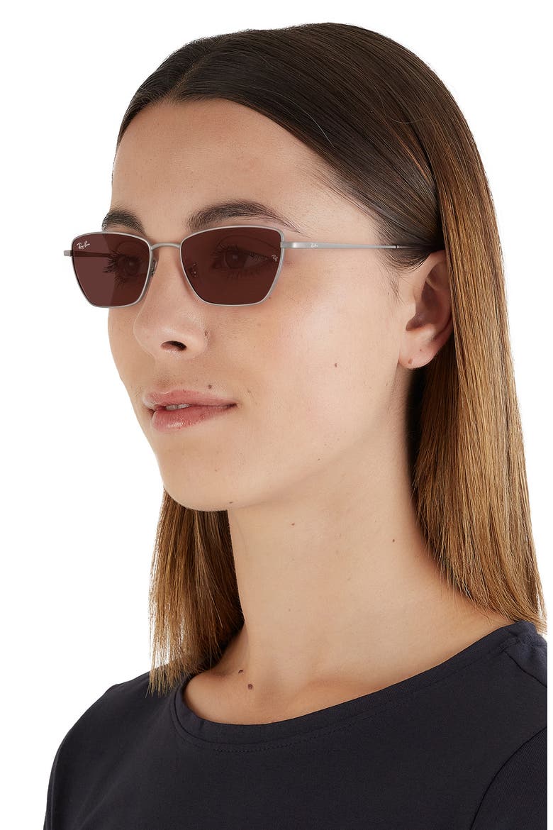 53mm Irregular Sunglasses, Alternate, color, GUNMETAL / LIGHT BROWN