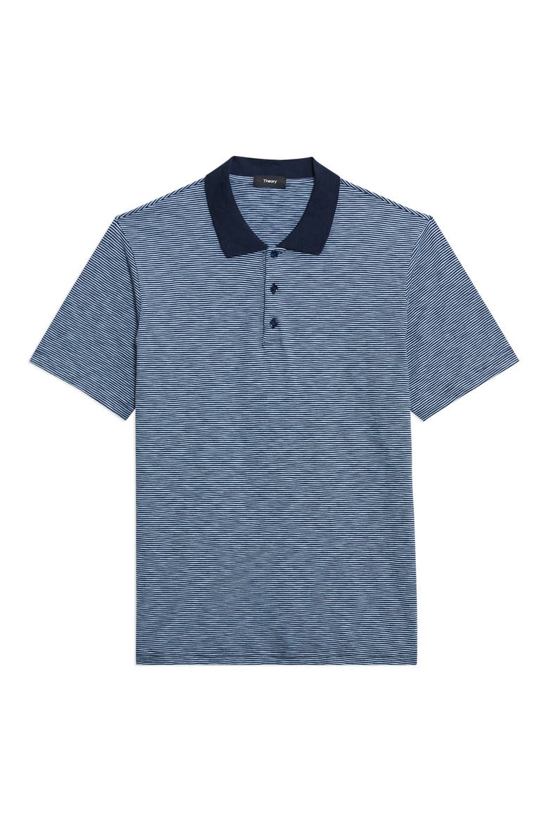 Bron Stripe Cosmos Slub Cotton Polo, Alternate, color, BALTIC/ HERON - 0RY