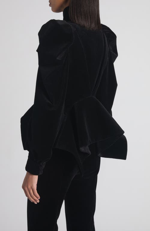 Alexander Mcqueen Mcqueen Lace Detail Velveteen Peplum Jacket In Black