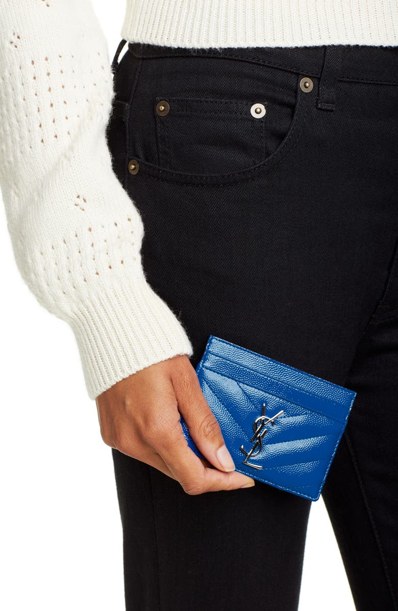 Saint Laurent Monogram Leather Card Case, Alternate, color,