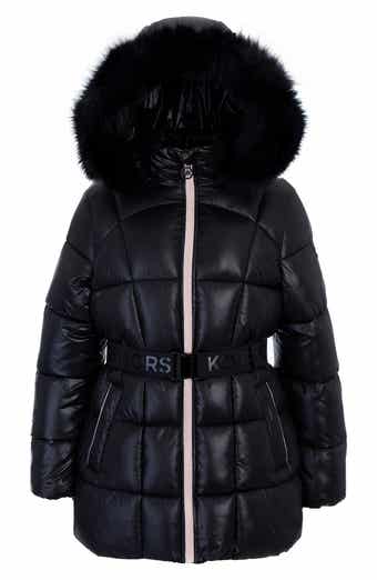 Michael Kors Kids' Faux Fur Hooded Quilted Puffer Jacket