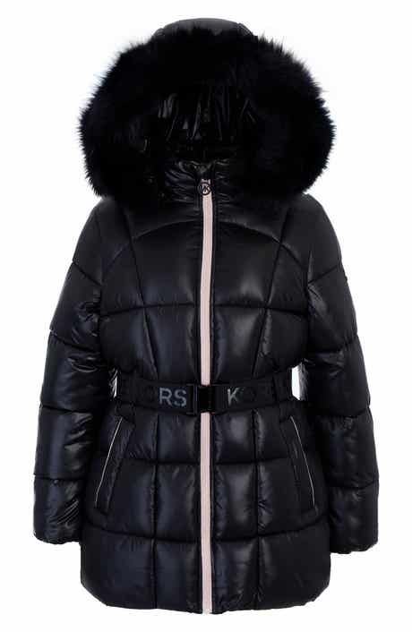 Michael Kors Kids' Faux Fur Hooded Quilted Puffer Jacket