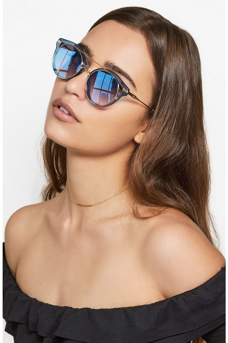 Preston 51mm Gradient Round Sunglasses, Alternate, color, BLUE CLEAR/ INDIGO MIRROR