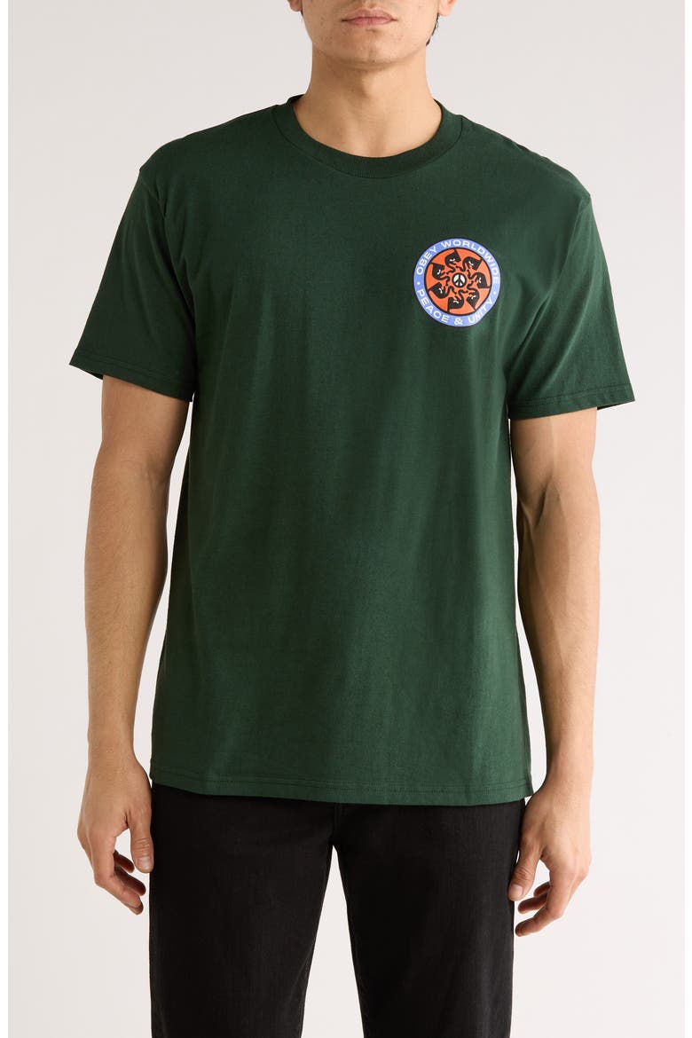 Logo Peace Wheel Graphic T-Shirt, Main, color, FOREST GREEN