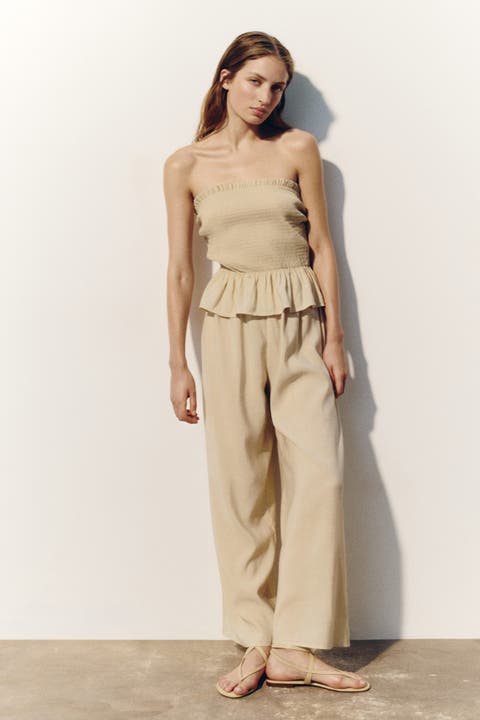 Smocked Bandeau Jumpsuit