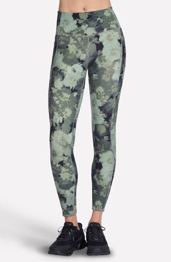 Skechers Go Flex Rib Inbloom Full Length High Waist Pocket Leggings In Green
