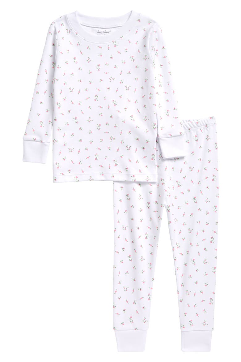 Garden Roses Fitted Two-Piece Pajamas, Main, color, GARDEN ROSES WH