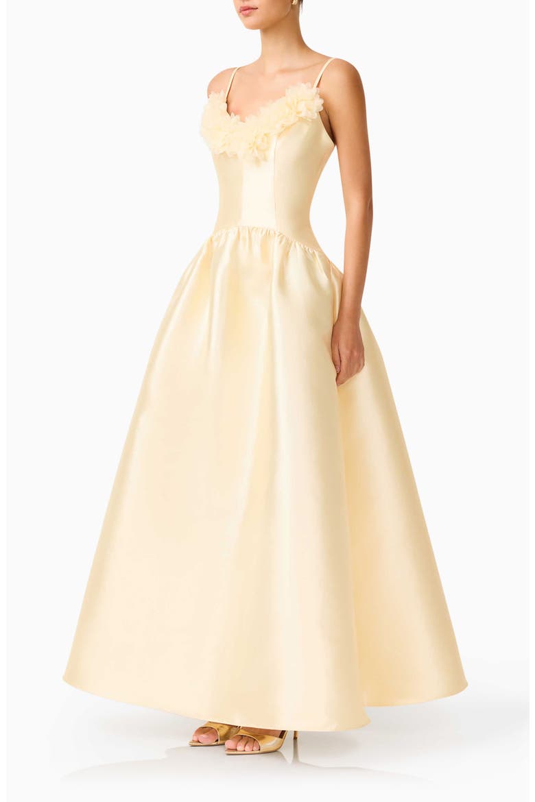 Ruffle Sateen Fit & Flare Gown, Alternate, color, YELLOW