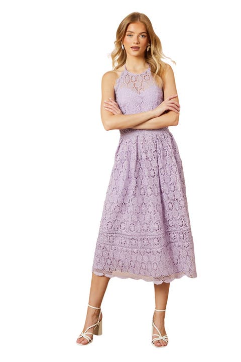 Lace Detail Halterneck Midi Dress