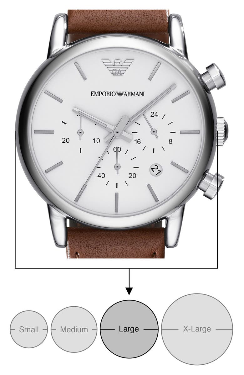 Emporio Armani Chronograph Leather Strap Watch, 41mm, Alternate, color, 