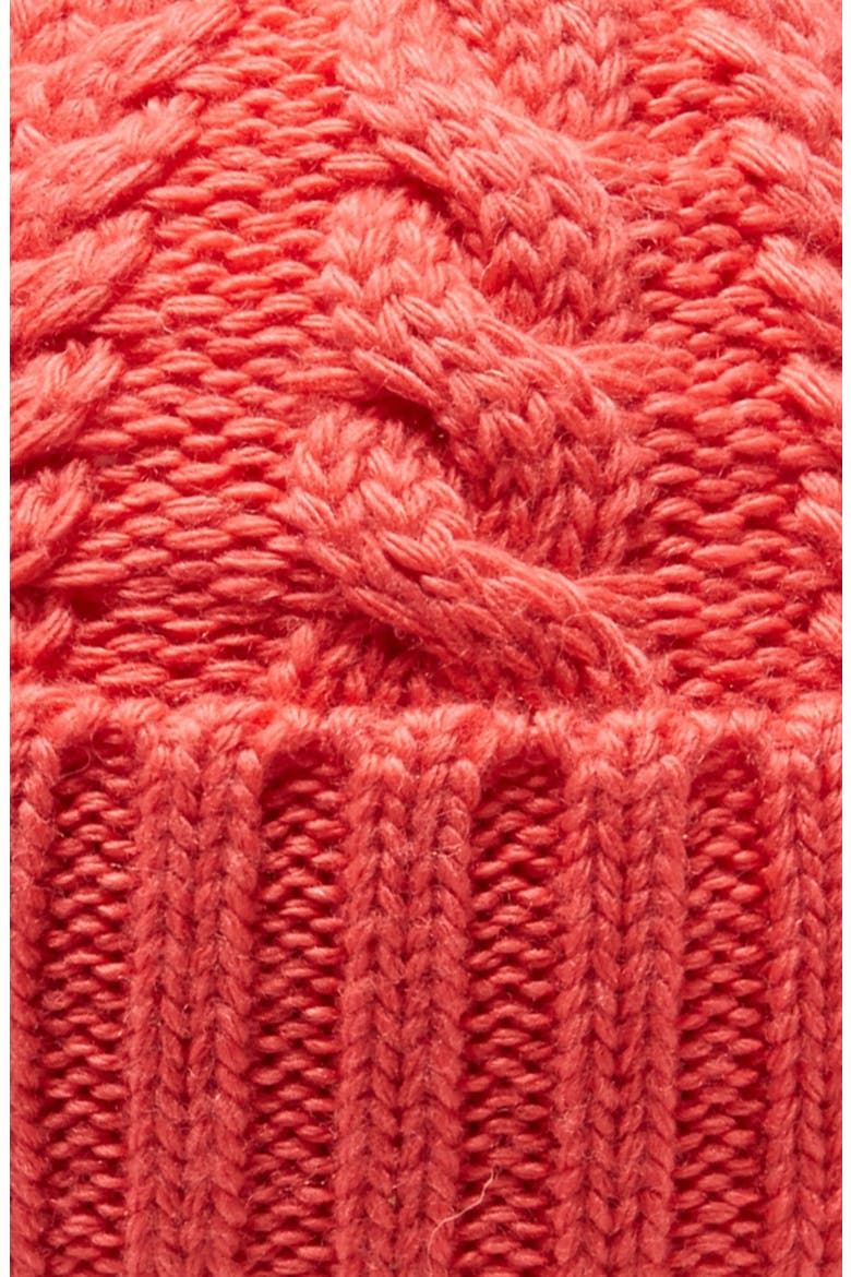 'Ski Town' Faux Fur Pompom Beanie, Alternate, color, HIBISCUS