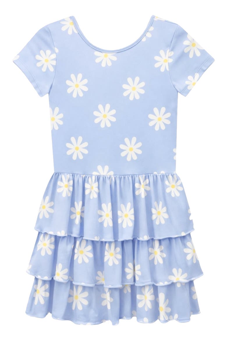 Kids' Short Sleeve Triple Ruffle Dress, Main, color, LIGHT BLUE DAISY