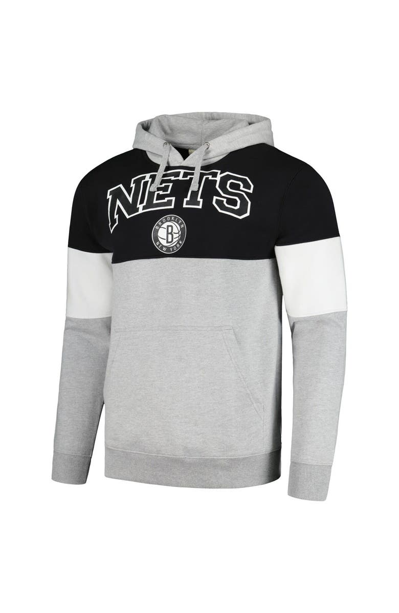 FANATICS Men's Fanatics Branded Black Brooklyn Nets Contrast Pieced Pullover Hoodie, Alternate, color, Black