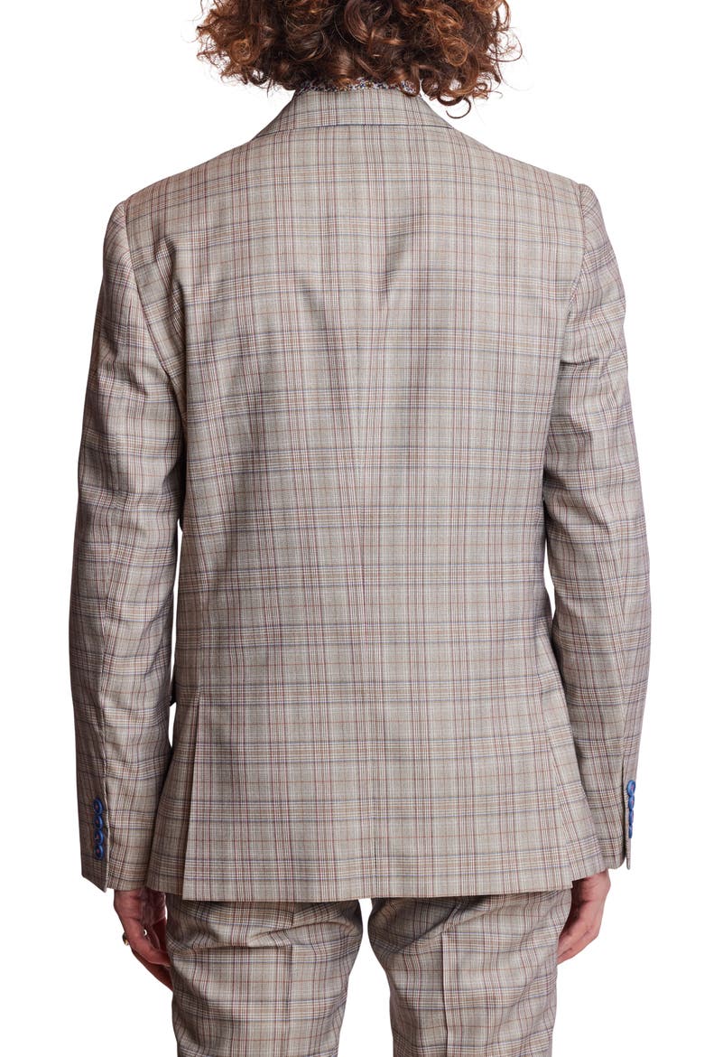 Dover Slim Fit Plaid Sport Coat, Alternate, color, TAN PINK BLUE PLAID