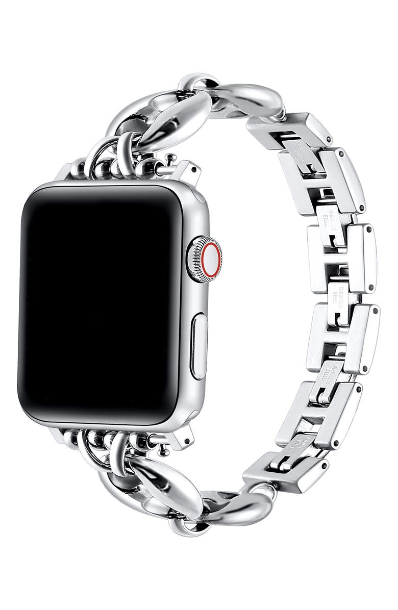 The Posh Tech Poppy Apple Watch<sup>®</sup> Bracelet Watchband, Alternate, color, Silver