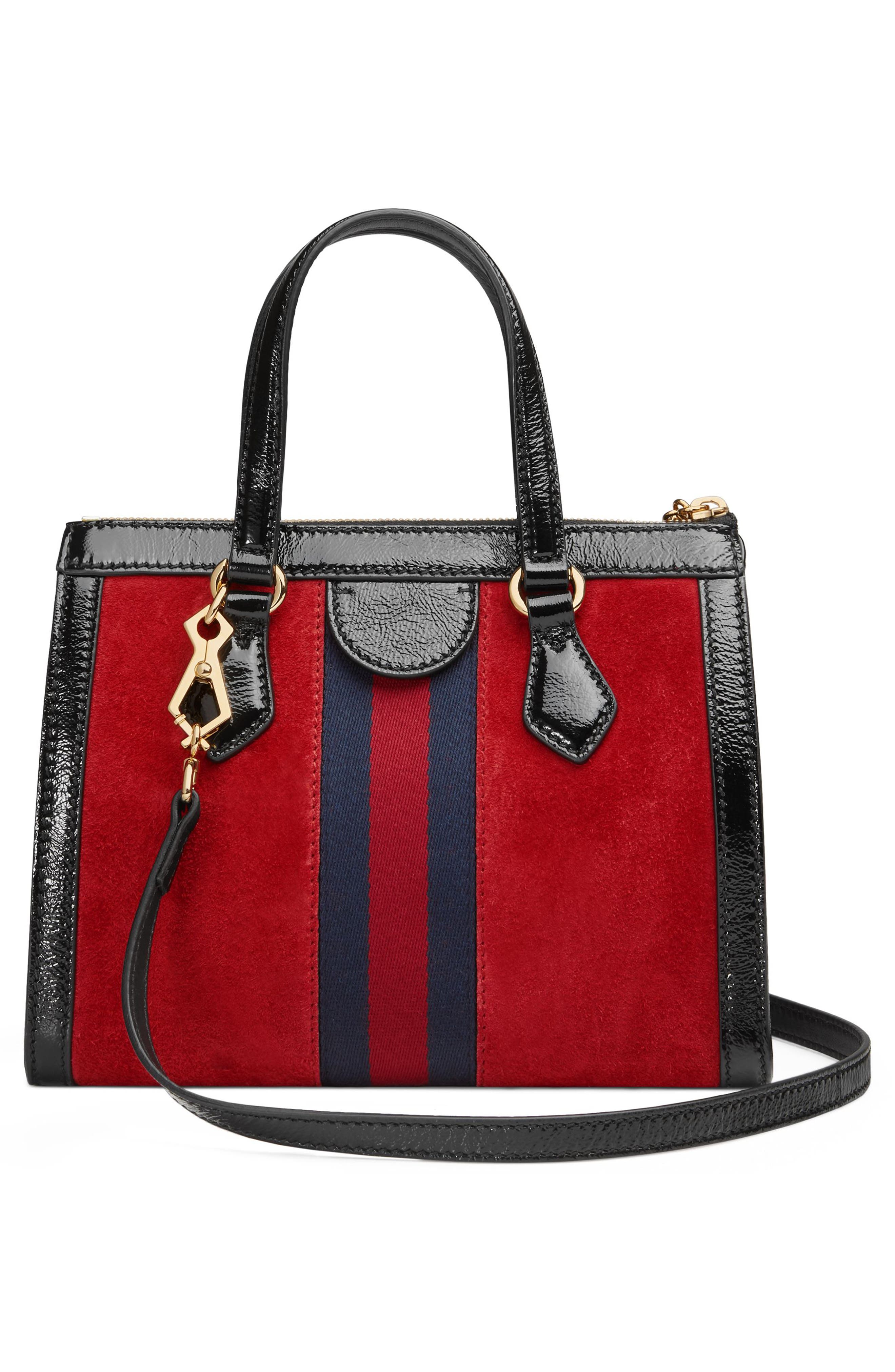 Gucci Small Ophidia House Web Suede Satchel, Alternate, color, 