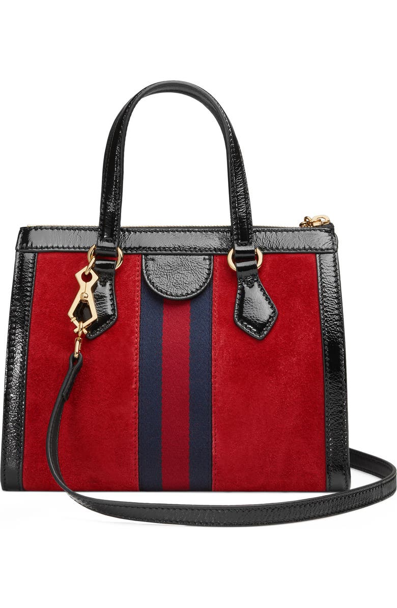 Gucci Small Ophidia House Web Suede Satchel, Alternate, color,