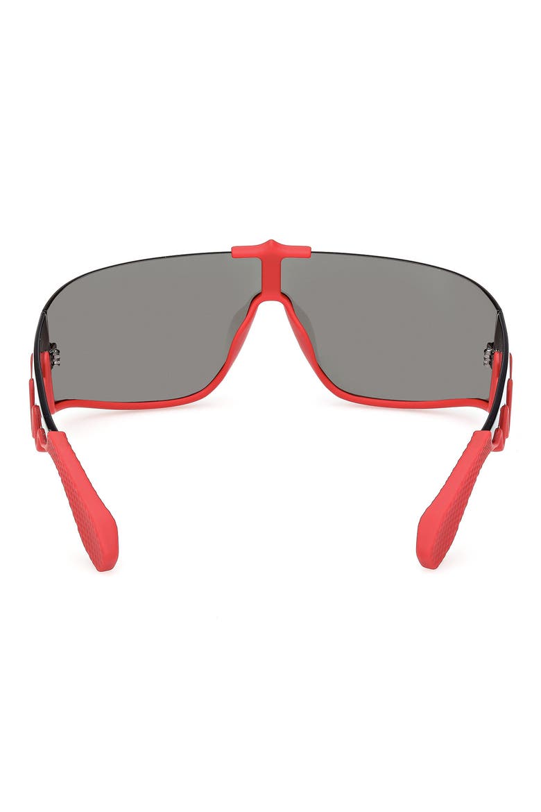 141mm Loubishark Square Shield Sunglasses, Alternate, color, RED FRAME WITH ZEISS LENS IN SMOKE GREY