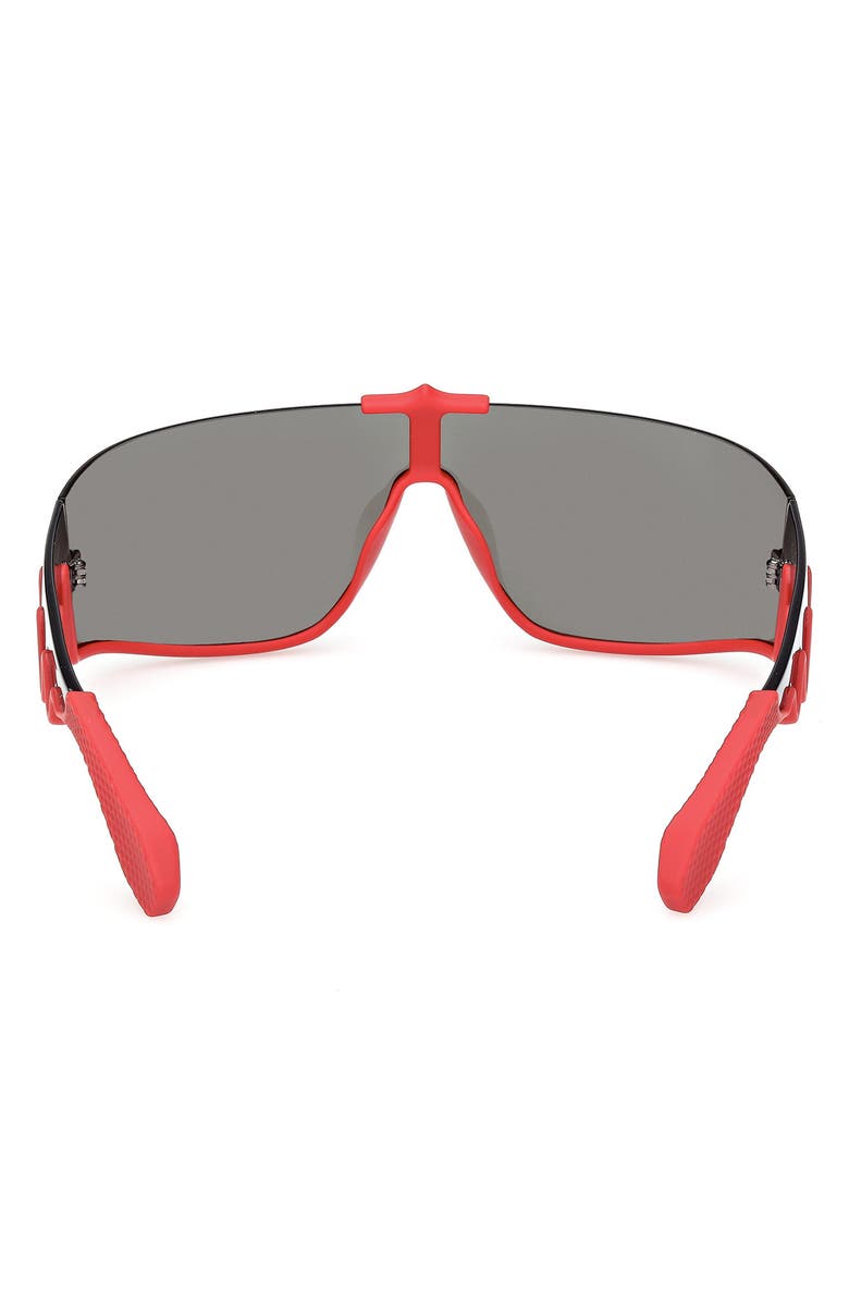 Christian Louboutin 141mm Loubishark Square Shield Sunglasses, Alternate, color, Red/ Smoke Grey