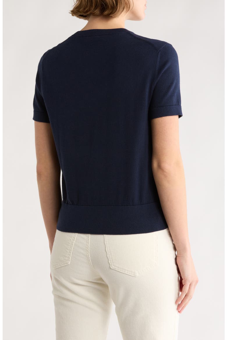 Embroidered Short Sleeve Sweater, Alternate, color, NAVY EMBROIDERED FLOWERS