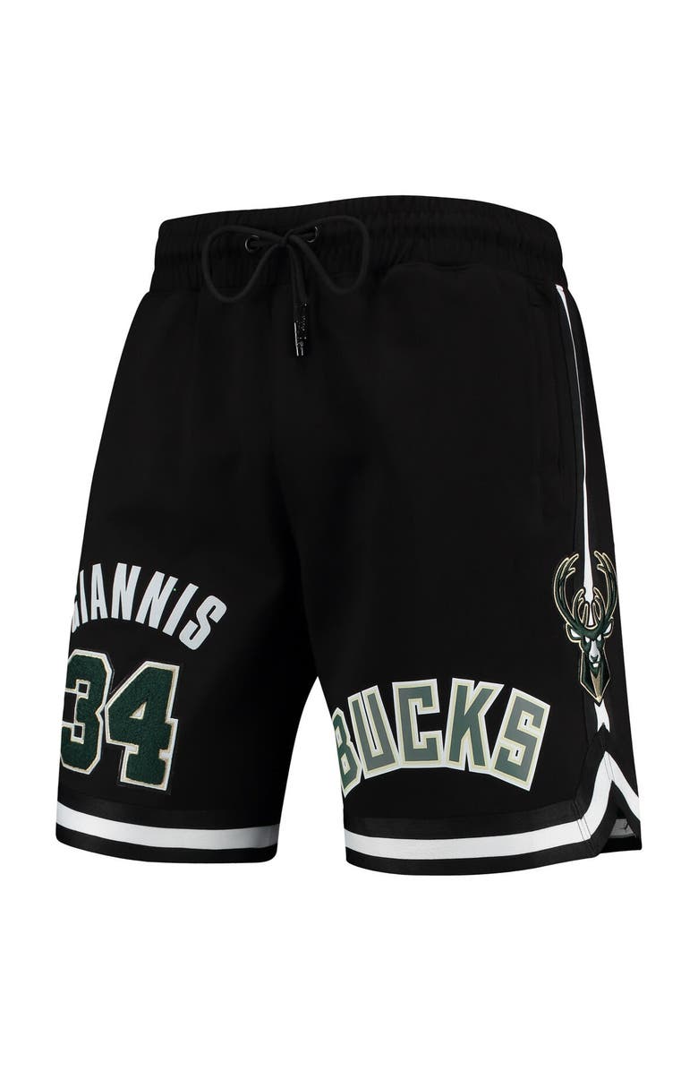 PRO STANDARD Men's Pro Standard Giannis Antetokounmpo Black Milwaukee Bucks Player Shorts, Alternate, color,
