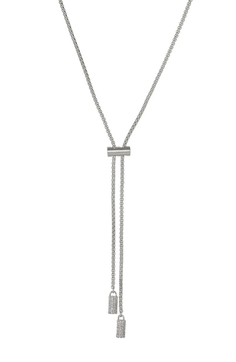 Dean Davidson Juliette Pavé Lariat Necklace, Main, color, White Topaz/ Silver