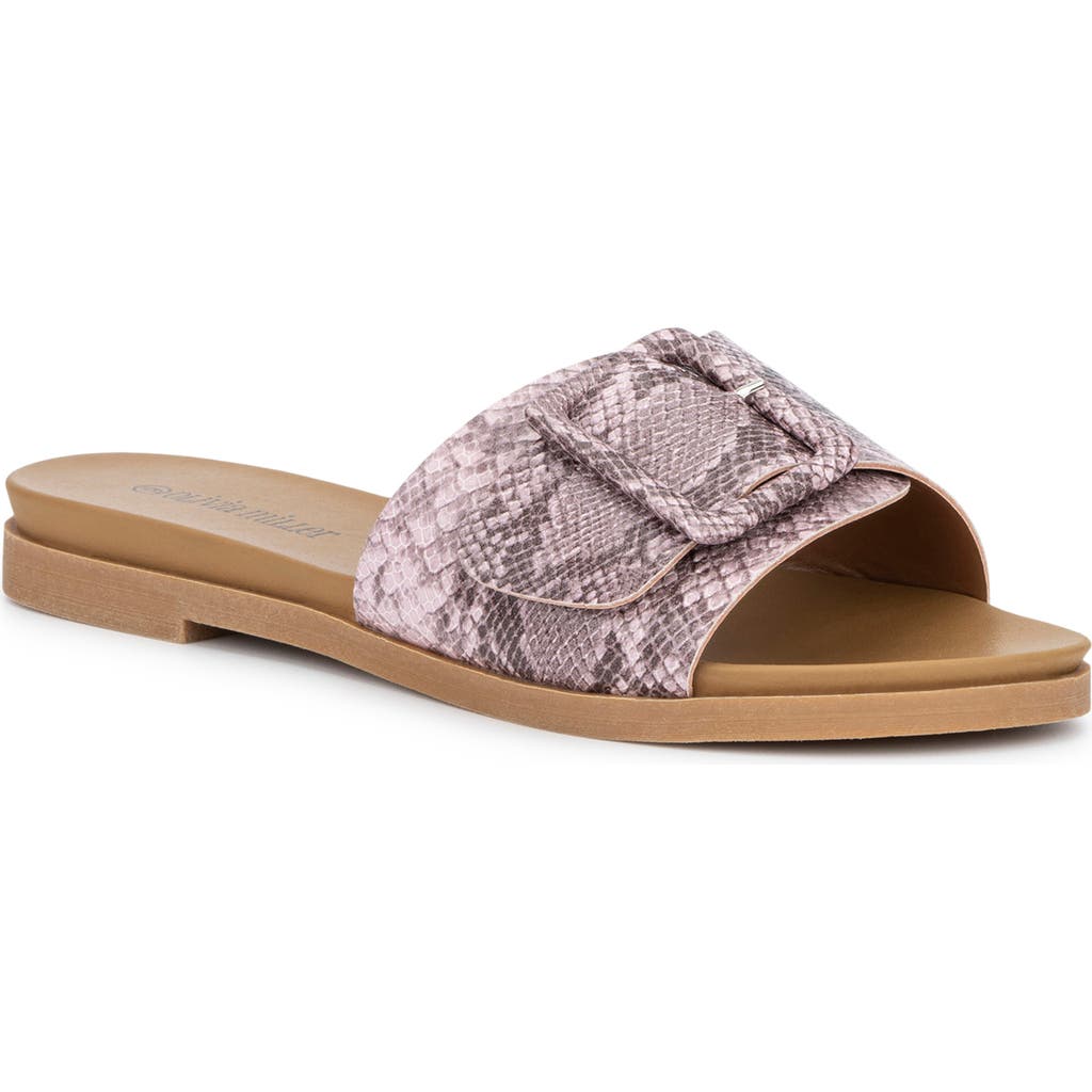 Olivia Miller Bendy Comfort Slide Sandal In Pink Snake