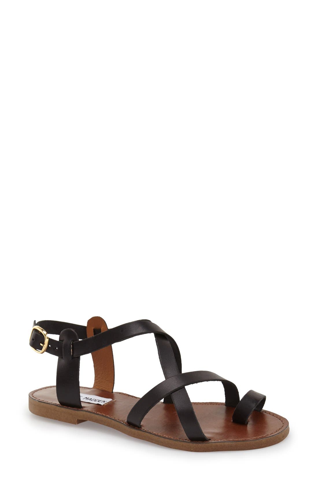 'Agathist' Leather Ankle Strap Sandal, Main, color, BLACK LEATHER
