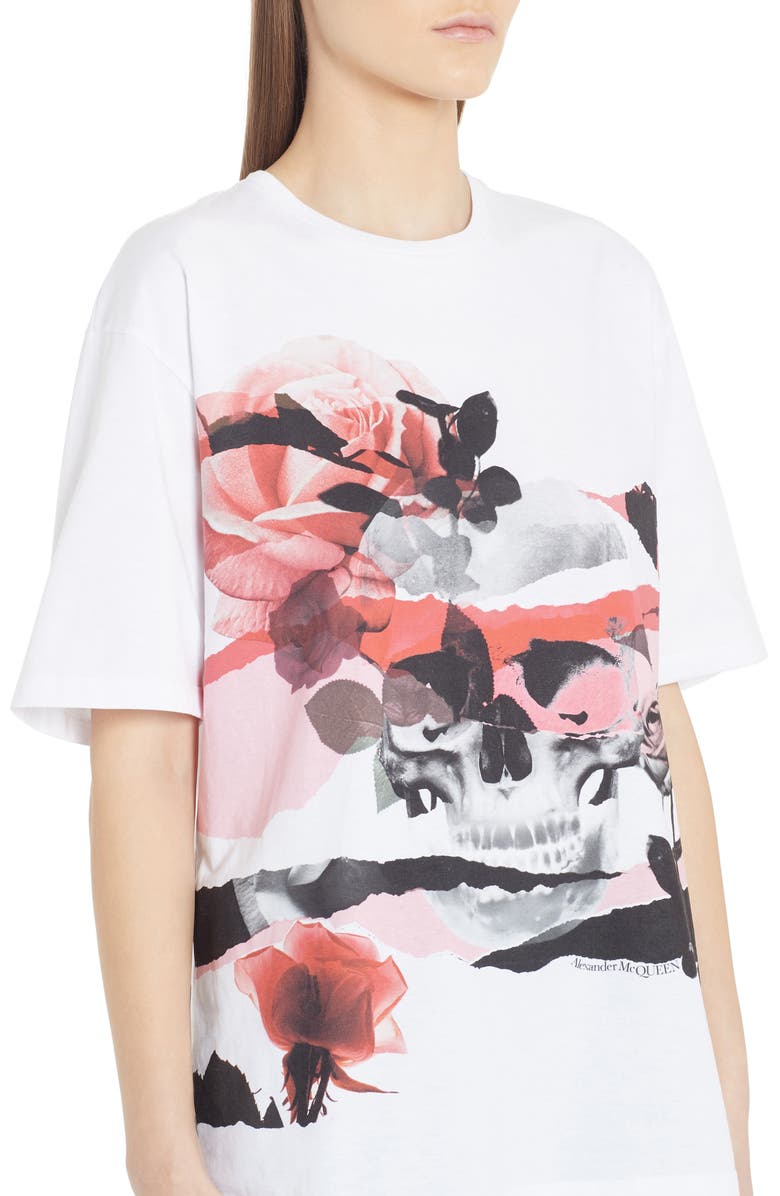 McQueen Alexander McQueen Rose Skull Graphic Tee, Alternate, color,