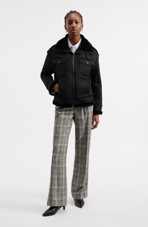 Nvlt Faux Fur Trim Faux Suede Biker Jacket In Multi