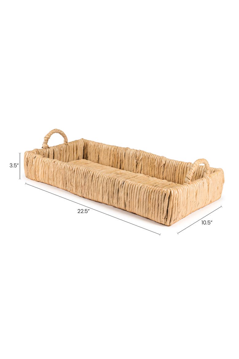 Anika Traditional Southwestern Hand-Woven Abaca Tray with Handles, Alternate, color, Natural