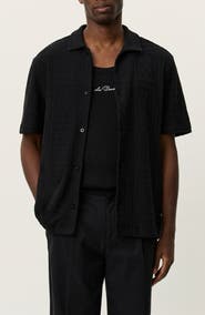 Les Deux Hector Cotton Blend Pointelle Short Sleeve Shirt