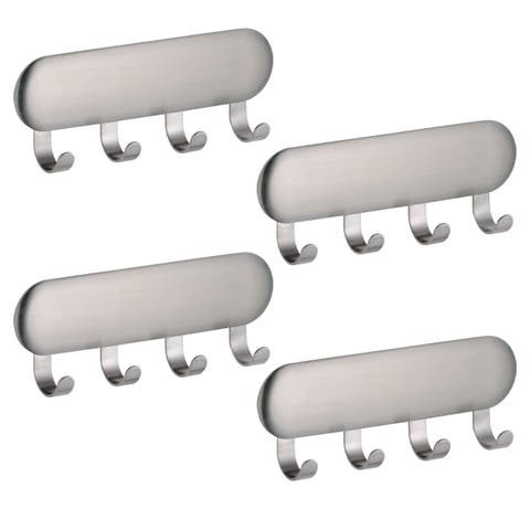Self-Adhesive Key Rack with 4 Hooks - Set of 4 - Brushed