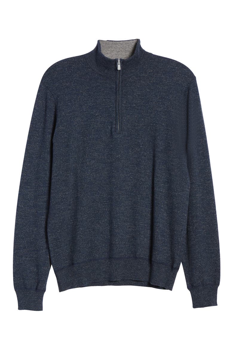 Sconset Half Zip Sweater, Alternate, color, NAVY HEATHER