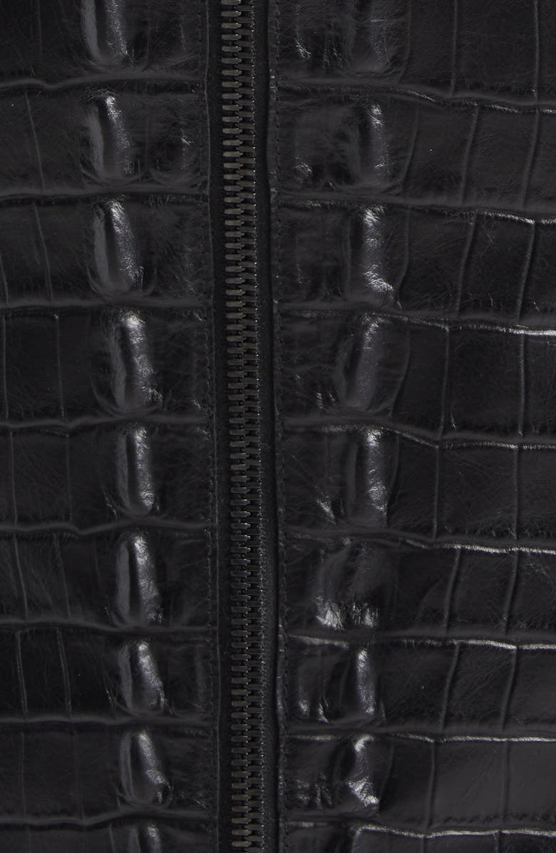 Balmain Croc Embossed Leather Halter Neck Dress, Alternate, color, 0Pa Black