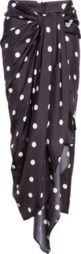 SPORTMAX Gentile Polka Dot Draped Silk Skirt